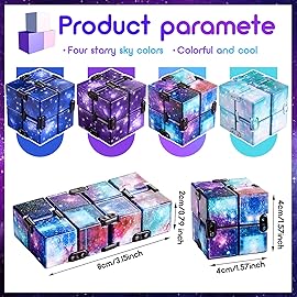 Skylety Cube Anxiety Relief Toy Hand Held Magic Sensory Stress Cube Toy for Adults Relieve Stress Christmas Party Favors(4 Pcs,Starry)