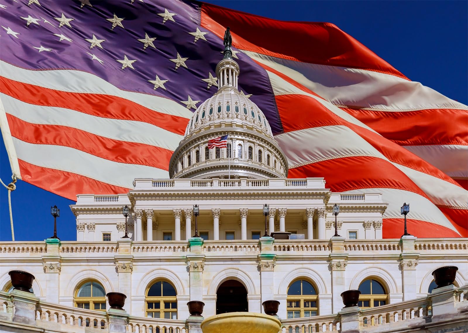 BELECO 3x2.5m Telo sfondo edificio Campidoglio USA | Bandiera USA monumenti Washington DC sfondo decorazione festa patriottica banner eventi scolastici foto