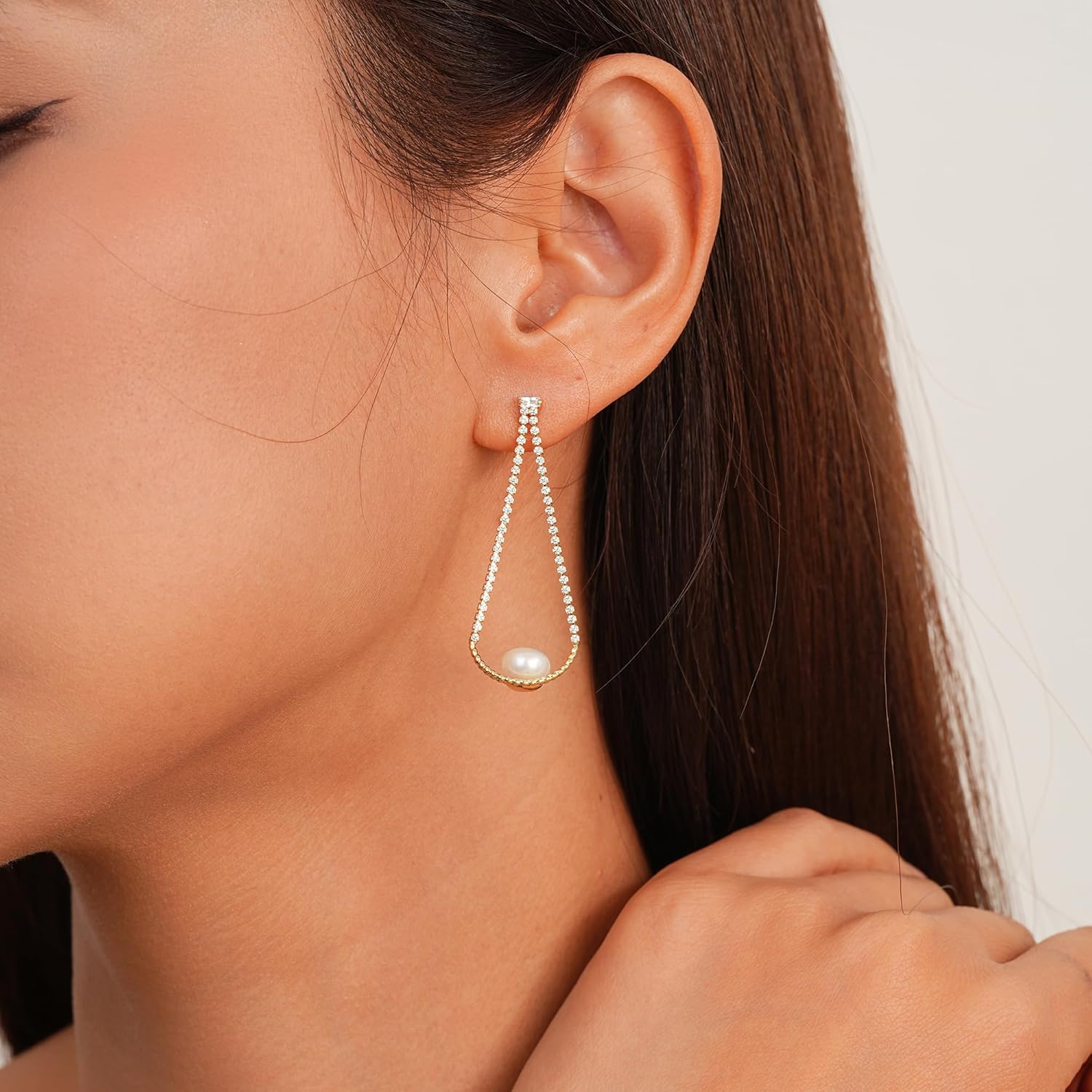 Pearl Earrings for Women 18K Gold Plated Teardrop Stud Earring 925 Sterling Post Lightweight Bow Pearl Drop Earrings Wedding Stud Jewelry Gifts for Her - Image 6