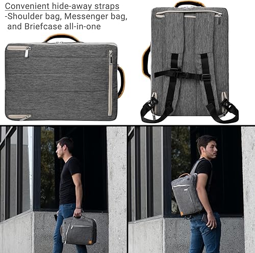 Miniatura 6 de Vangoddy Slate 3-en-1 Universal 13.3 13 pulgadas Covertible Laptop Messenger Bolso de hombro (gris)