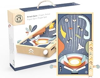 SPEEDY MONKEY Wooden Pinball Machine Toy – Classic Galaxy Design Tabletop Arcade Game for Kids & Adults – FSC Certified Retro Ball-Launch Play for Boys & Girls – Fun Family & Travel Pin Ball Game