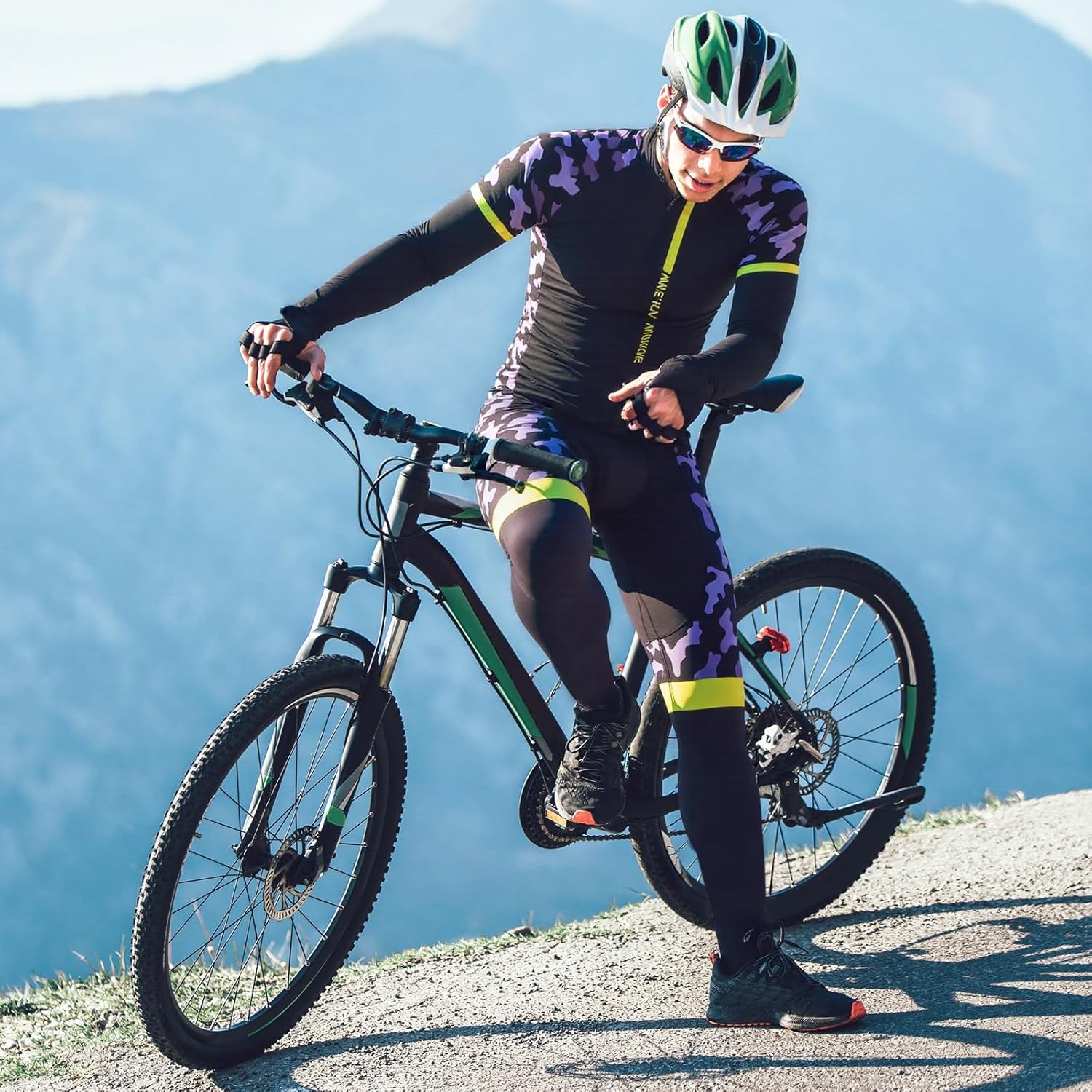 Men's Cycling Jersey Set - Reflective Quick-Dry Biking Shirt and 3D Padded Cycling Bike Long Pants and Long Sleeves Purple - Image 6