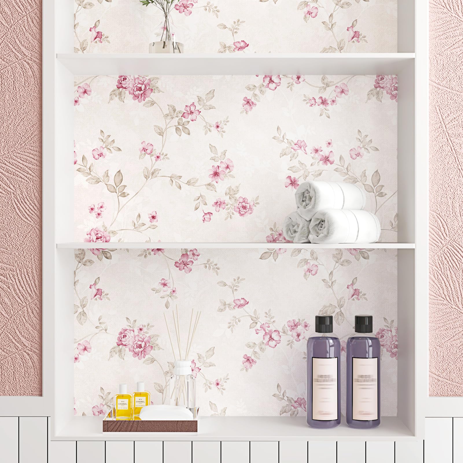 Elegancka różowa tapeta księżniczki, kwiatowa, odklej i przyklej, tapeta do sypialni, łazienki, 44 x 200 cm, tymczasowy, samoprzylepny, usuwalny papier kontaktowy do szafek, blatów, półek