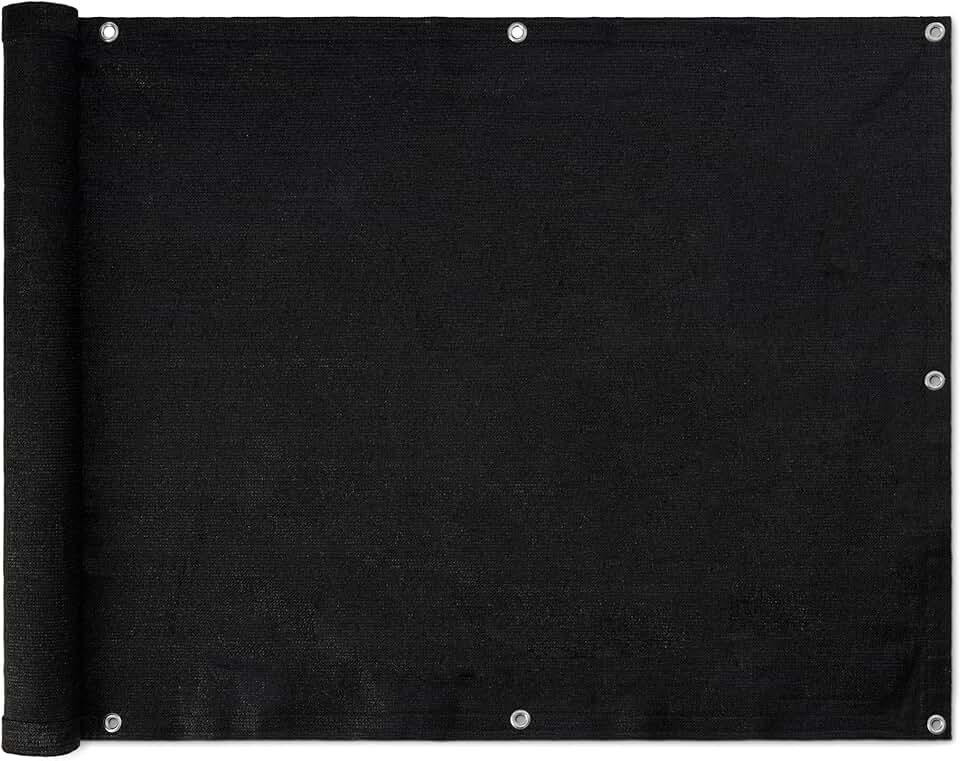 Amazon Basics Privacy Screen Fence for Outdoor Patios, Pools, Balconies, Weather-Resistant, 3 x 10 ft, Black, 1-Pack