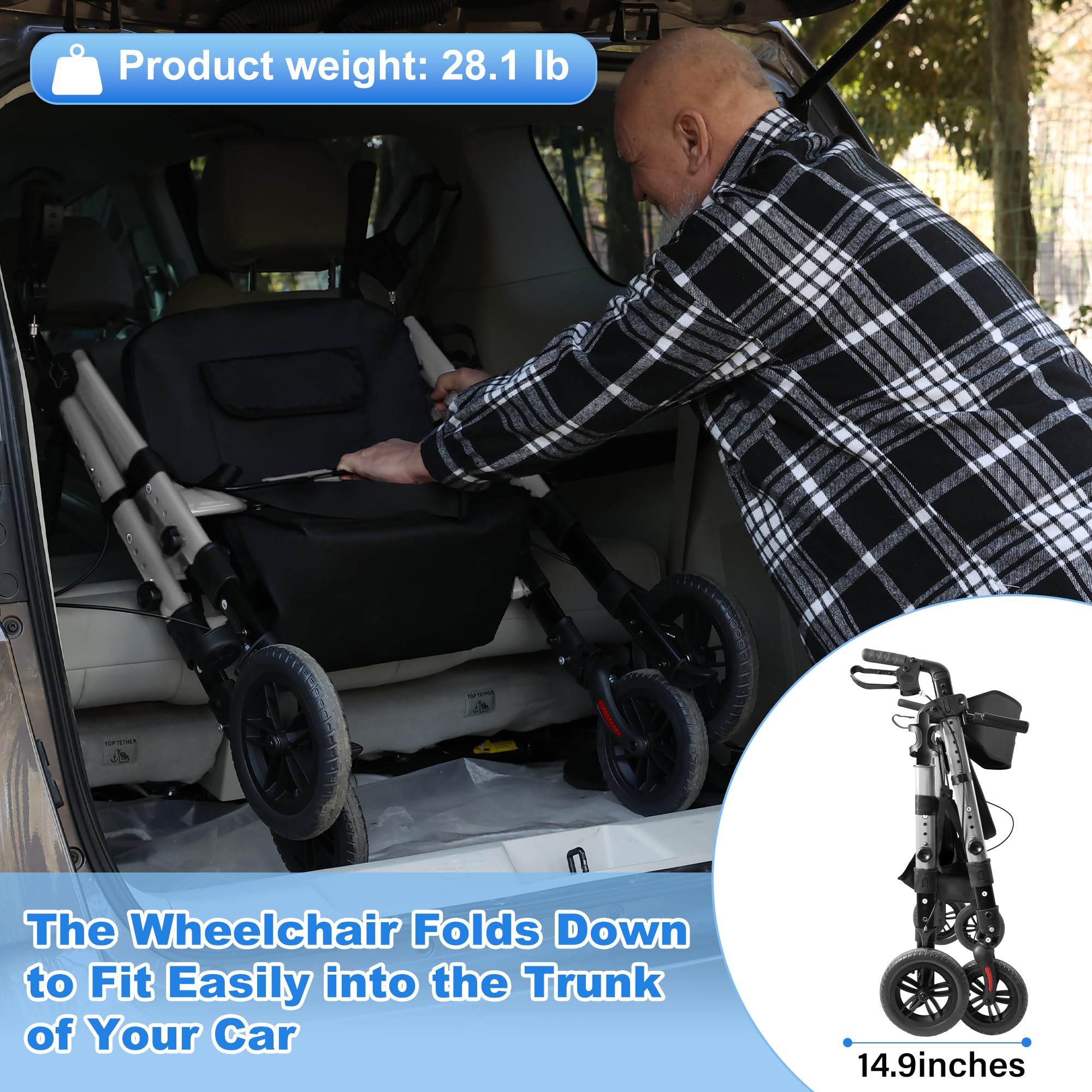 Heavy Duty Walkers for Seniors, 2-in-1 Rollator Wheelchair Combo — Amazon image 6