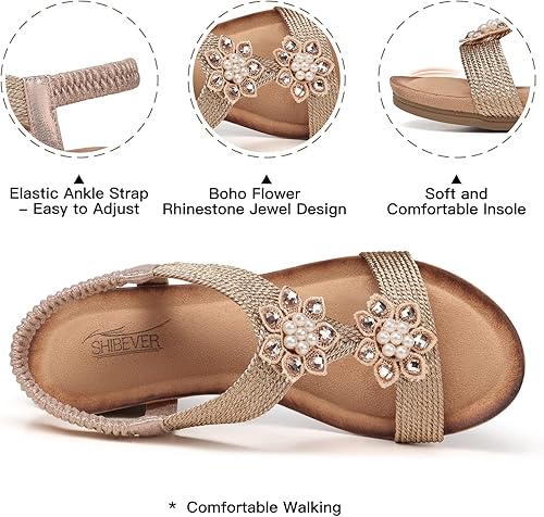 Miniatura 3 de SHIBEVER Wedge Sandals for Women Summer Dressy Comfortable Platform Fashion Sandal Walking Ankle Strap Buckle