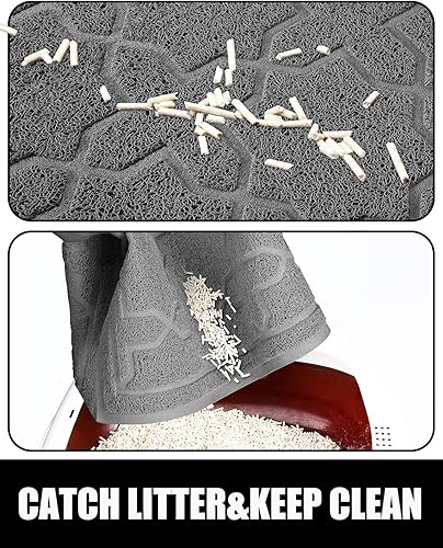 Miniatura 5 de Yimobra Tapete de arena para gatos, 24 x 20 pulgadas, con malla de bloqueo de arena, tapete suave para atrapar la arena, fácil de limpiar,