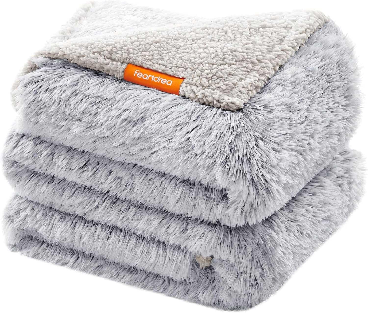 Feandrea Manta impermeable para perro, manta larga de felpa para perros extragrandes, humanos, gatos, 229 x 203 cm, XXXL, forro polar sherpa, protector reversible de doble cara, color gris degradado