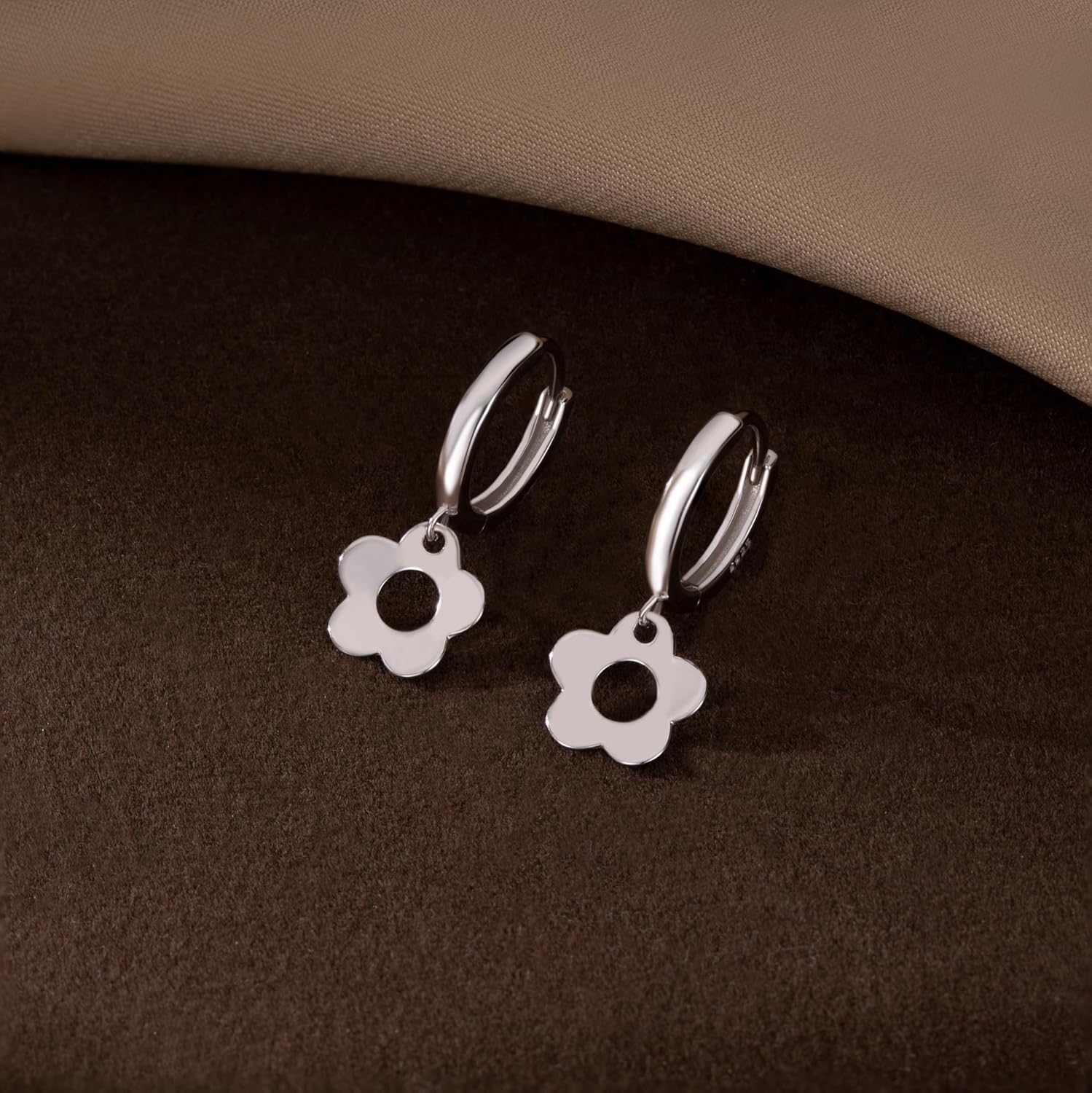 SLUYNZ Solid 925 Sterling Silver Flower Hoop Earrings for Women Teens Cute Flower Hoop Earrings Huggie - Image 5