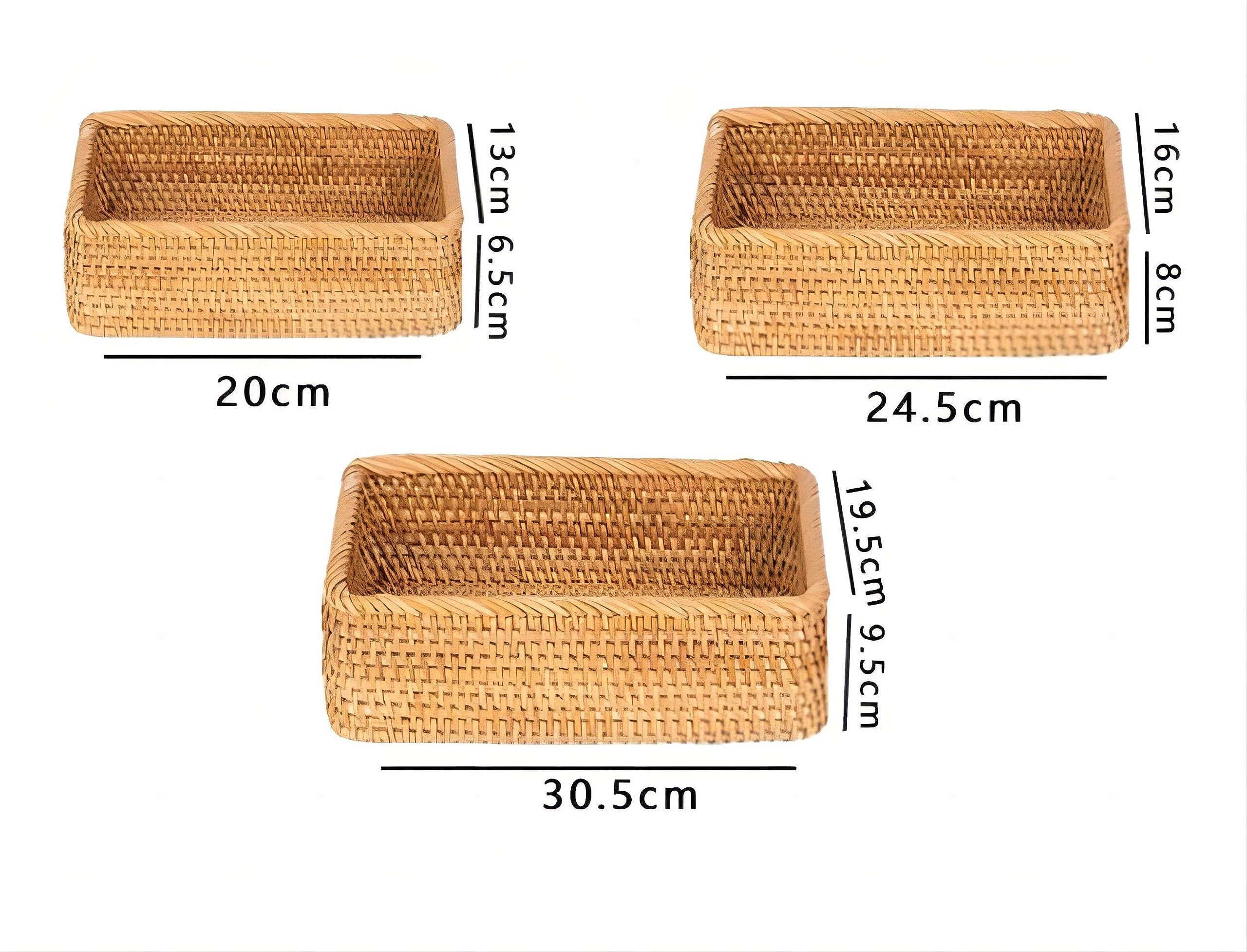 Amazon.co.jp: 藤編み収納フレーム、長方形籐編みかご、卓上収納かご