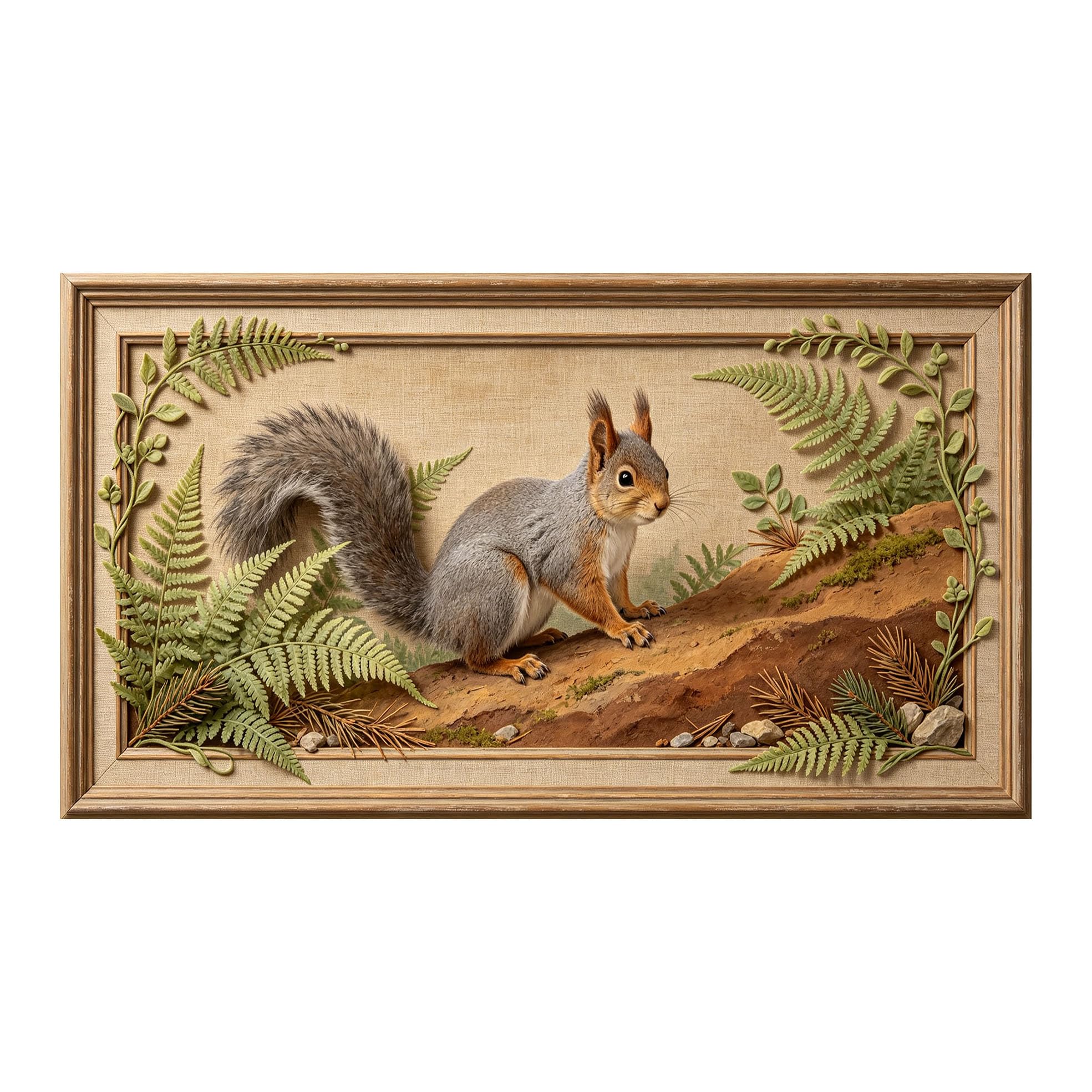 Yzpallescene 3D 3D Framed Wall Art 50cm×90cm Forest Squirrel Botanical Natural Landscape Large Size SelfAdhesive Removable Wall Decor Prints Artwork for Living Room Bedroom Office