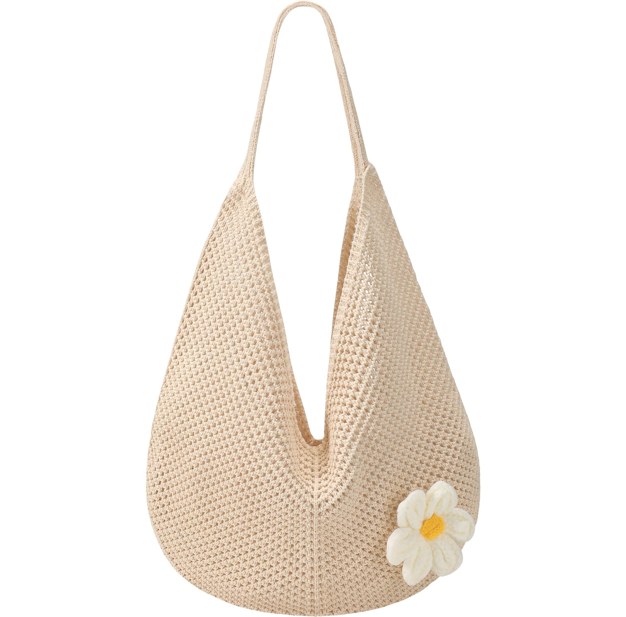 Premillow Crochet Beach Bags for Women, Summer Beach Tote Bag, Mesh Cute Beach Purse, Aesthetic Knit Bag Handbag Shoulder Bag — view 10