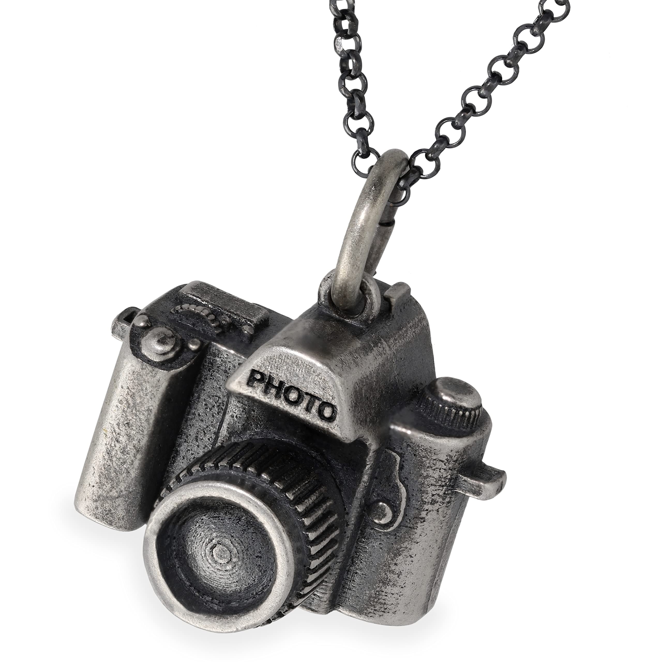 EMMANUELA handcrafted for you grande 925 collar de plata esterlina en cadena rolo colgantes para hombres collar cámara colgante collar cadena fotógrafo collar foto oxidado regalo para hombre