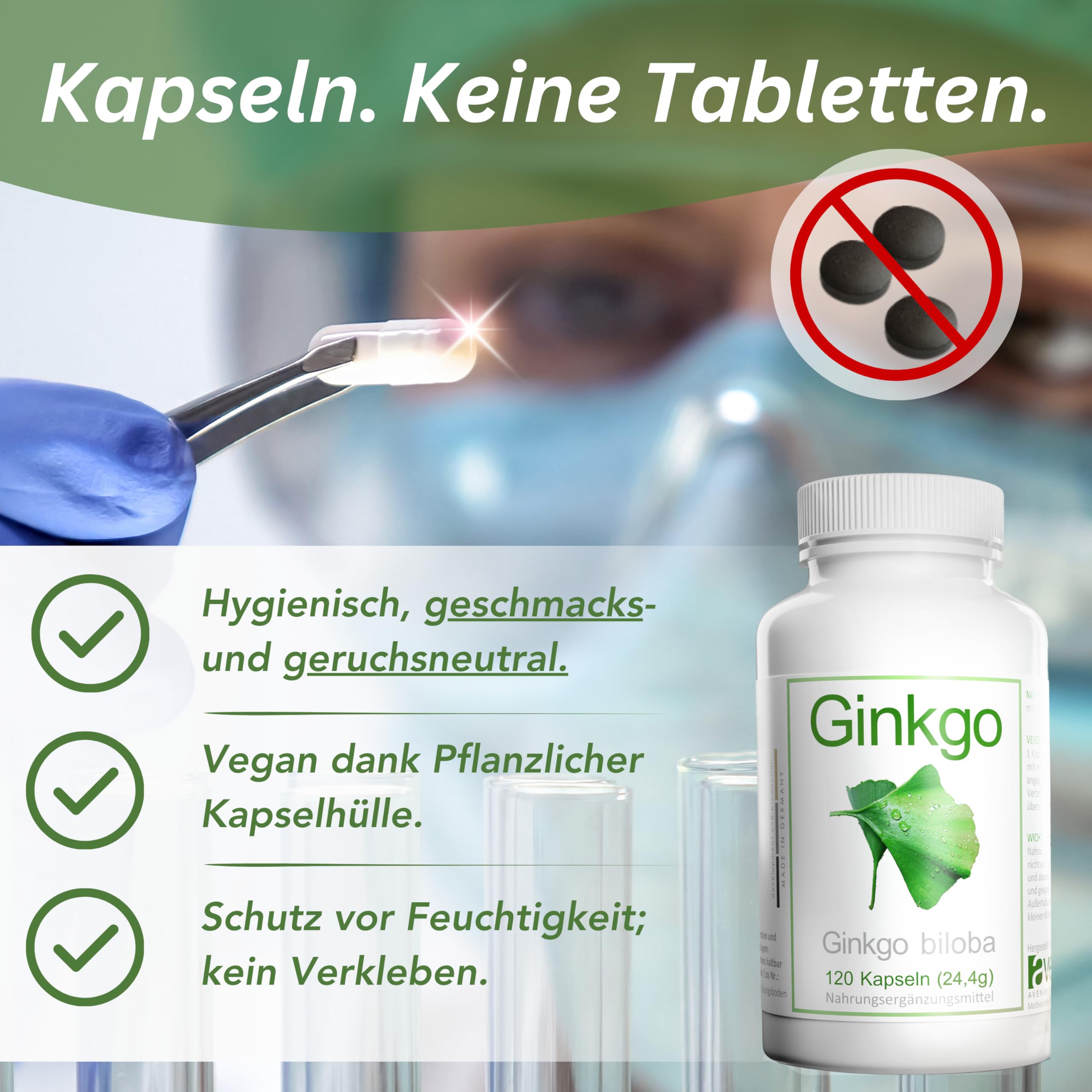 Ginkgo biloba Blattpulver 420mg von APOmia | aus der Apotheke | 120 Kapseln 4-Monatspackung | aus 8,4 mg 50:1 Extrakt | hochrein, hochdosiert, natürlich, vegan | Testsieger Note sehr gut.