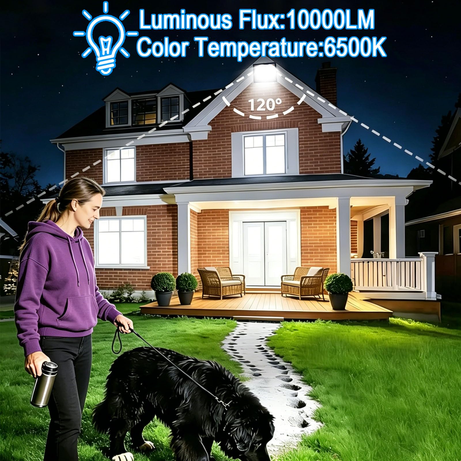 2 Piezas Focos LED Exterior 100W, Resistente al Agua IP66 Foco Proyector LED, 1.5M Cable Blanco Frío 6500K Proyector LED Exterior, 10000LM para Estadio, Almacén, Taller, Aparcamiento
