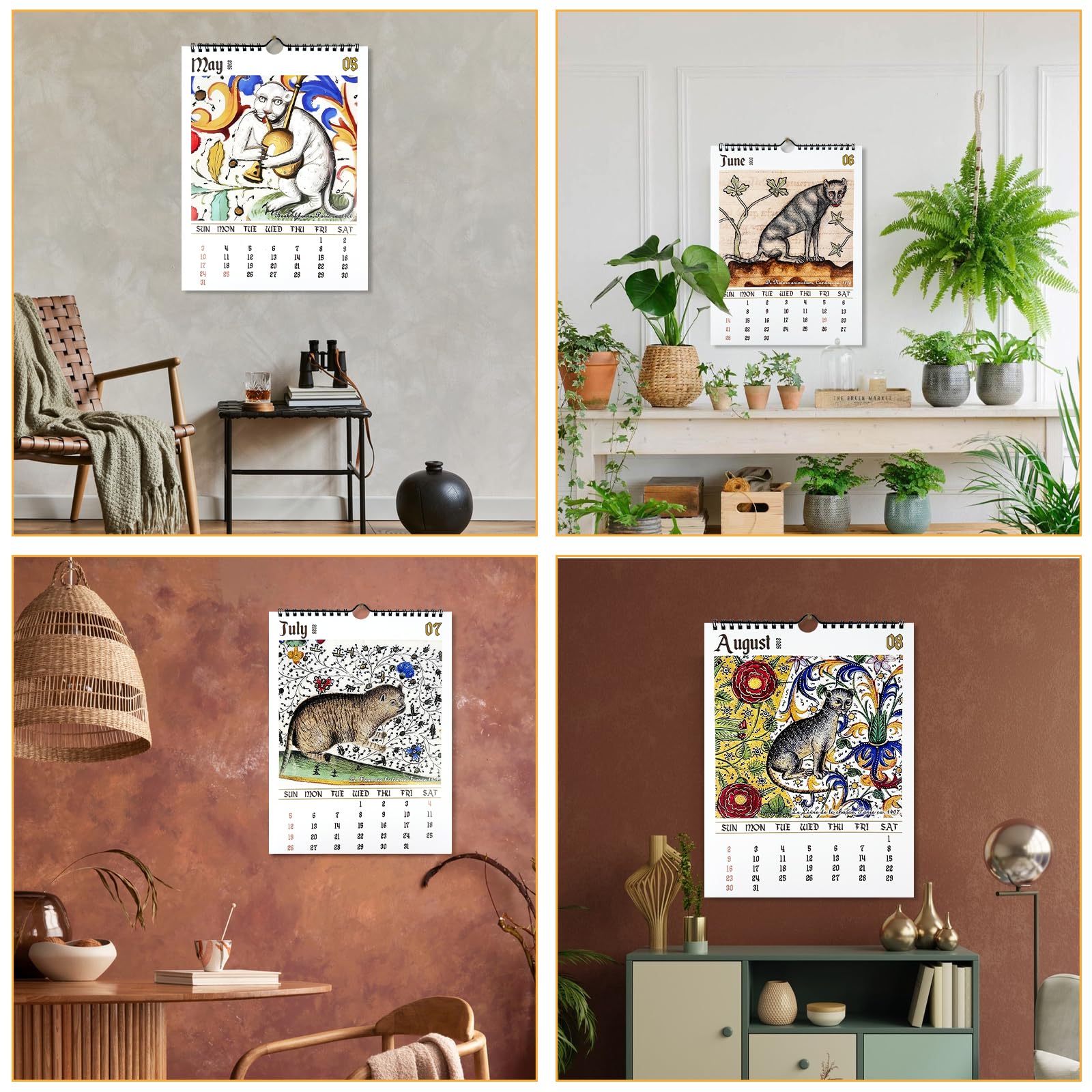 2026 Ugly Medieval Cats Calendar Whimsical Cat Design Large Font Easy To Read Calendar Decoration For The Entrance Hall & Bedroo - 21 - View #12