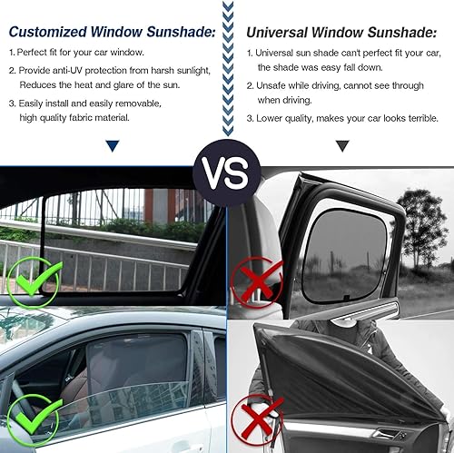 Miniatura 3 de Cartist Parasol para ventana lateral, Nissan Rogue 2014-2020 (no apto para Nissan Rogue Sport), protector solar y rayos UV, 4 unidades