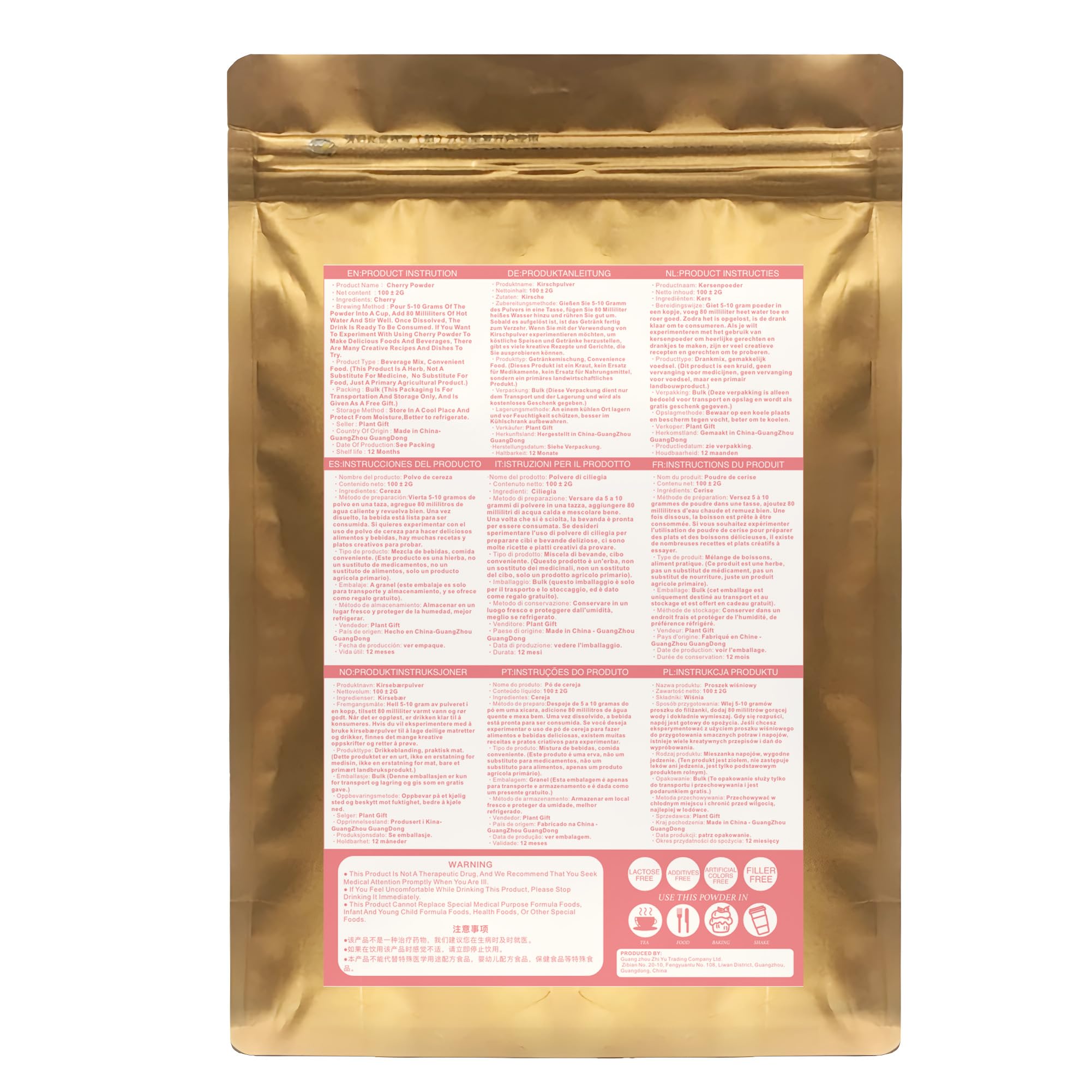 100% Pure Cherry Powder 100g/3.52oz poudre naturelle de jus de cerise congelé | poudre de cerise pour smoothies, shakes, pâtisseries et boissons | sans conservateurs