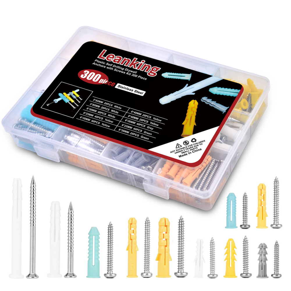 Kit De 124 Ancrages Et Vis Pour Plaques De Plâtre – Support Jusqu'à 80 Livres, Nylon, Blanc