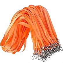 ROSSHINE 50pcs Orange Lanyards for Neck, Nylon Neck Strap Lanyard for Keys ID Cards Name Tags Badge Holders with Swivel Hook Ideal for Staff Student Doctors Visitors