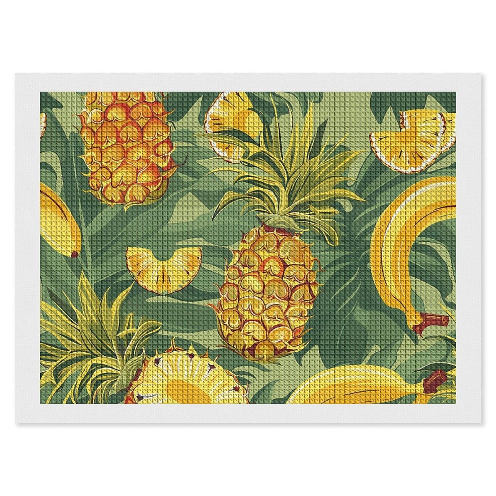 NONHAI Diamond Painting Kits for Adults - DIY Diamond Art Kits for Beginners - Full 5D Paint Drill Diamond Dots Paintings- Pineapple and Banana Diamonds Pictures Gem Art and Craft Wall Decor 12"x16"