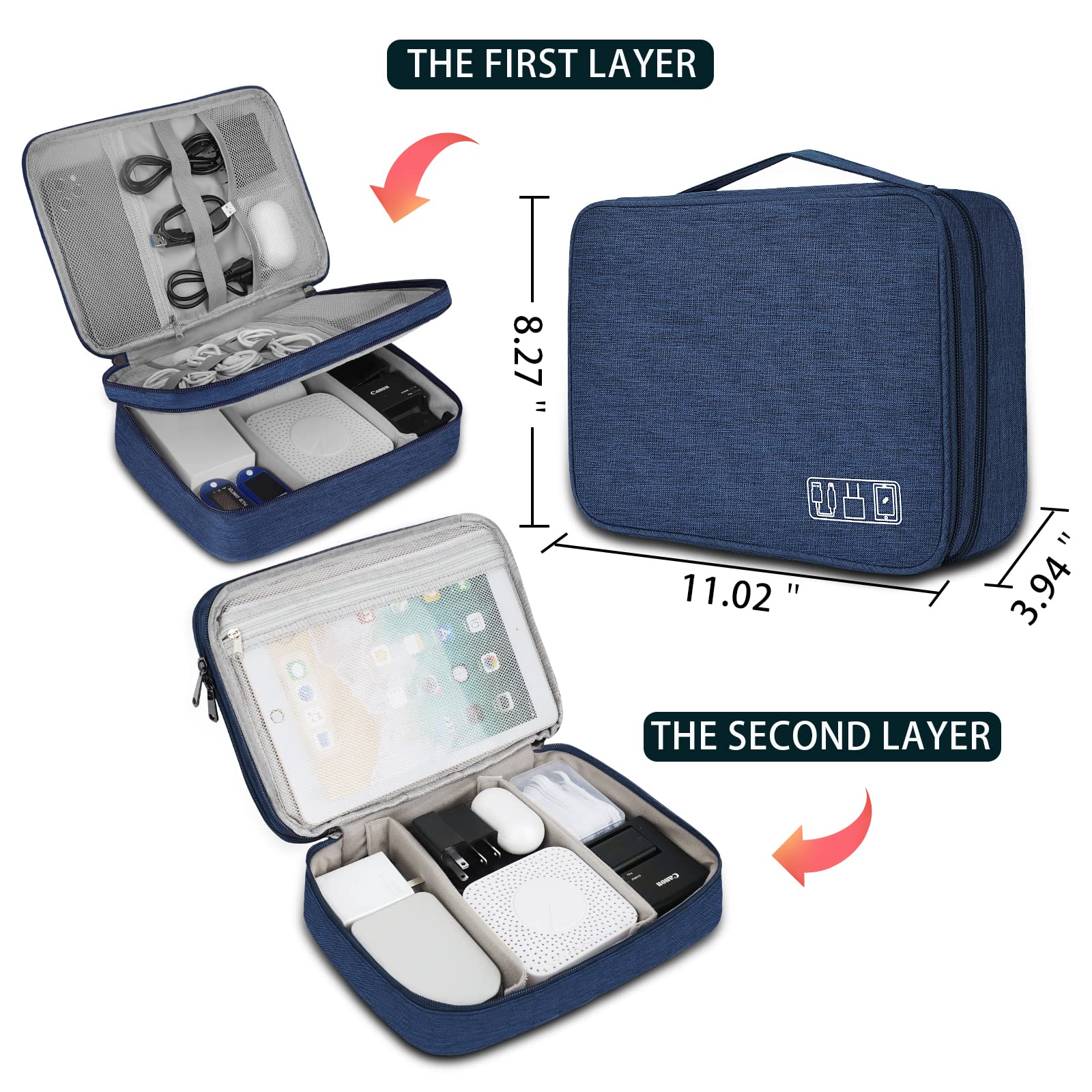 Borsa Accessori Elettronici, Elettronica Viaggio Borsa Custodia Cavi Organizzatore per Caricatore Portatile, Chiavetta USB, Auricolare, Scheda SD,Power Bank, Hard Disk, 1 CONFEZIONE