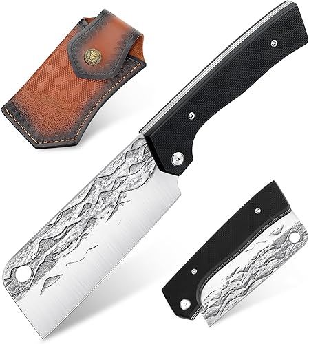 Freelander Cuchillo de chef plegable, cuchillo de cocina portátil de 6 pulgadas, hoja de acero inoxidable de alto carbono con mango G10, adecuado