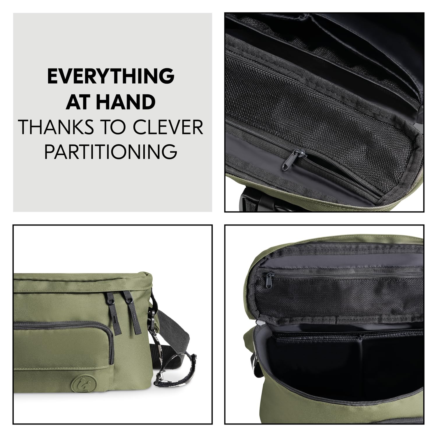 hauck 2 en 1 Riñonera y Bolso Carro Bebe, Bolso Maternidad para Carritos y Sillas de Paseo, Fácil Fijación al Cochecito, Cinturón Ajustable, Unisex, Verde