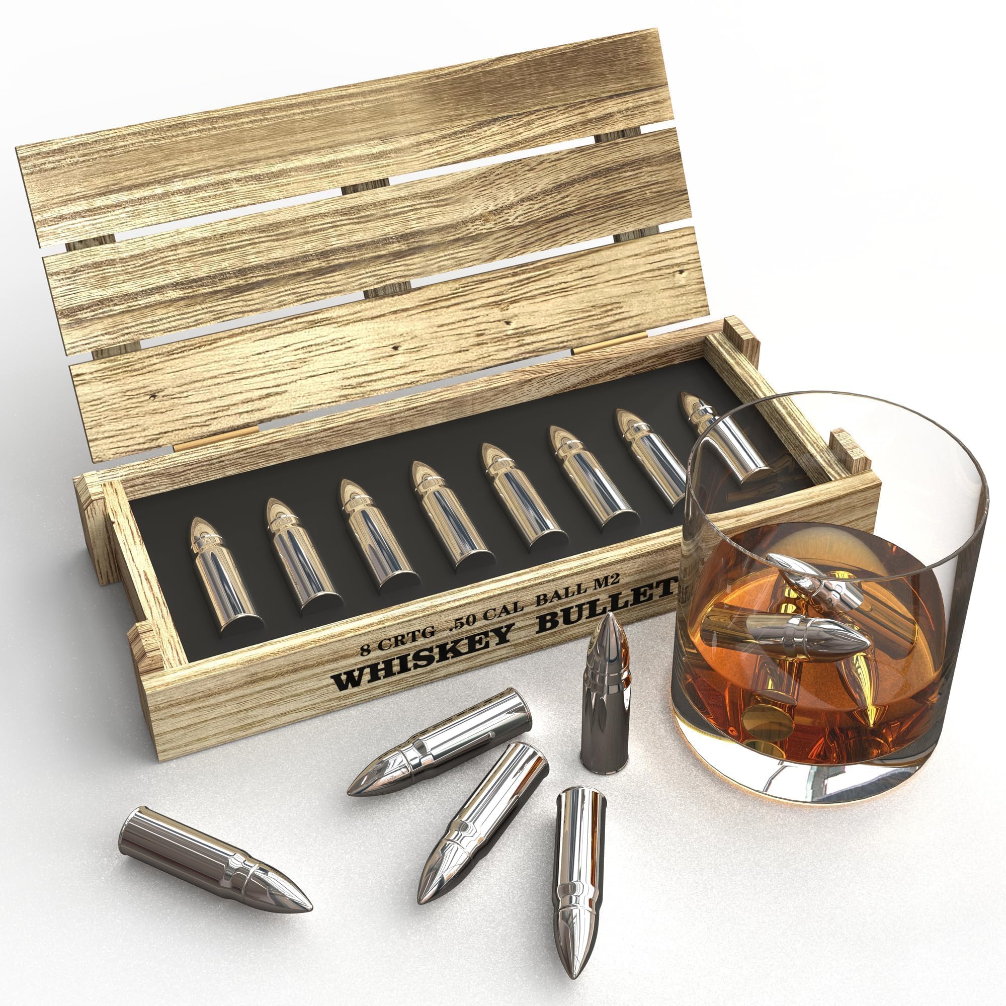 Geschenke für Männer Vatertagsgeschenke - Bullet Eiswürfel Edelstahl Wiederverwendbare Metall Whisky Steine für Jahrestag Und Geburtstag Personalisierte Geschenk für Ihn Ehemann Papa Freund (8Stück)
