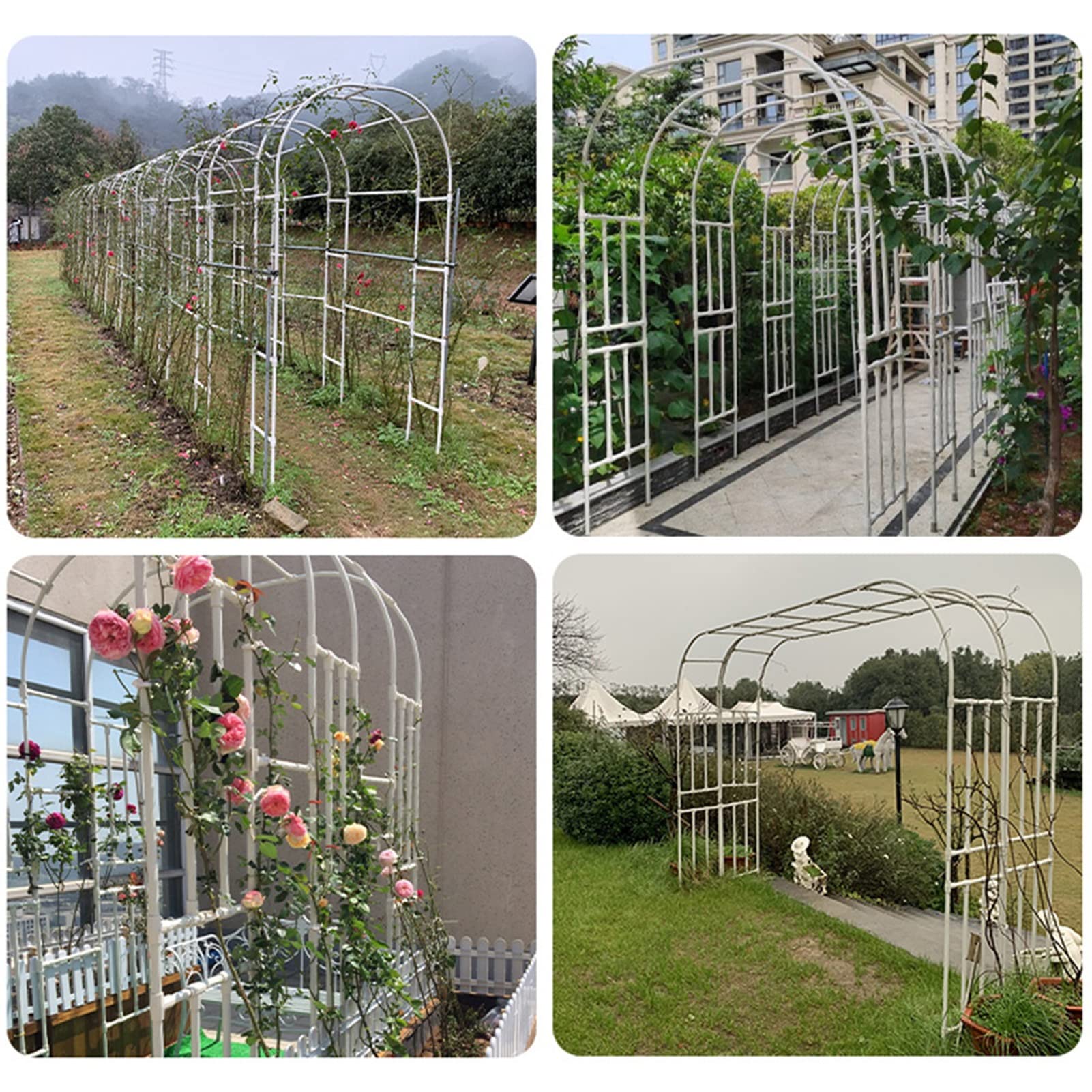 Grande arco per rose resistente alle intemperie per piante rampicanti, arco da giardino ad alte prestazioni, per interni ed esterni, prato, cortile, patio, portico, bianco, 250 cm