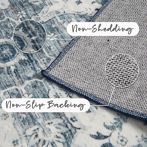 Miniatura 7 de COZYLOOM Alfombra lavable de 5 x 7 pies, diseño de medallón, vintage, floral, envejecida, suave, tribal, para interiores, antideslizante, de pelo