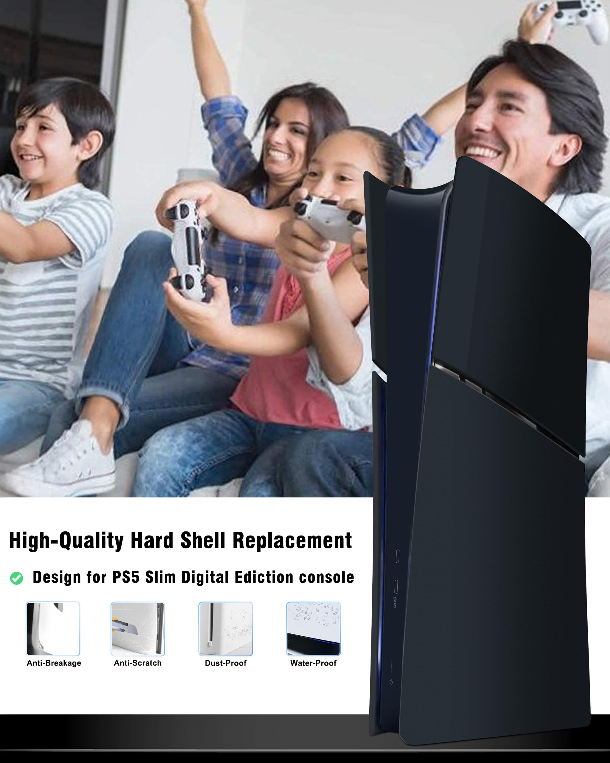 Joso Płyta czołowa do PS5 Slim Digital Edition, odporna na zarysowania obudowa pyłoszczelna, osłona pasuje do konsoli PS5 Slim, płyty do akcesoriów PS5 Slim, łatwa instalacja