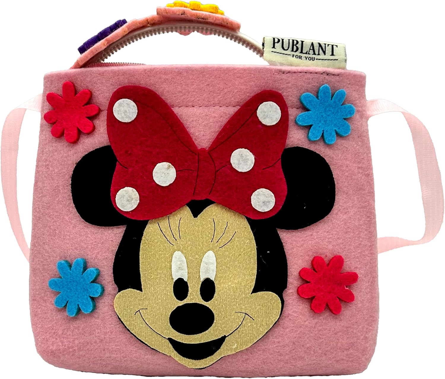 PUBLANT Pink Little Girls Cute Crossbody Purse Bowknot Shoulder Bag Coin Purse with Cute Mouse Ear Headband, Birthday Gifts, Accessories for girls, Toddler purse, Small purse, Flower purse