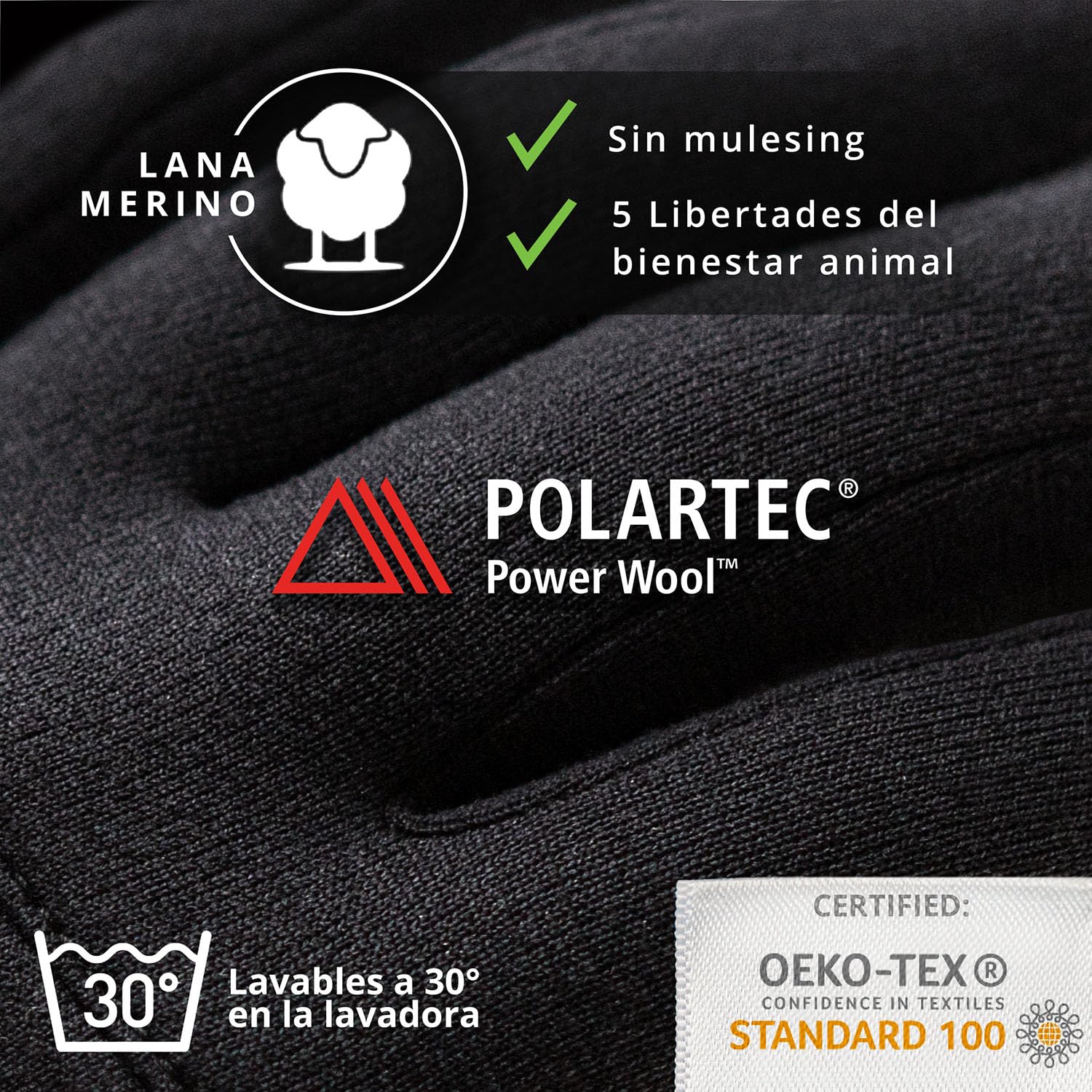 THE HEAT COMPANY – Merino Liner Pro - Guantes Interiores - Guantes Lana Merino Suave - Guantes táctiles - Guantes Deportivos para Mujeres y Hombres - Negro