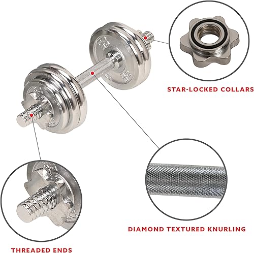 Miniatura 3 de Sunny Health  Fitness Juego de mancuernas cromadas de 33libras con funda de transporte - N 014