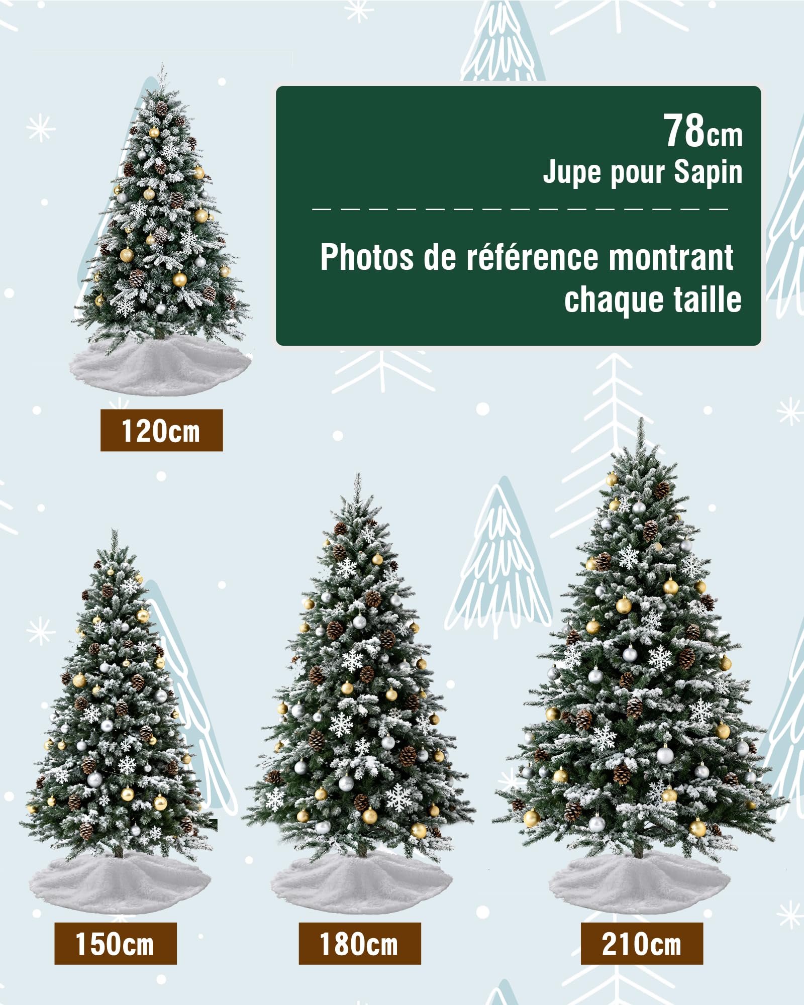 LIHAO Jupe de Sapin de Noël Cache Pied Tapis Peluche Blanc 78cm