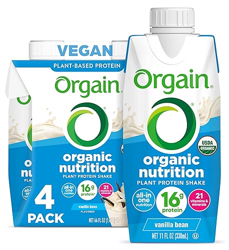 Orgain Batido nutricional vegano orgánico a base de plantas grano de vainilla reemplazo de comidas 056oz de proteína 21 vitaminas y minerales sin