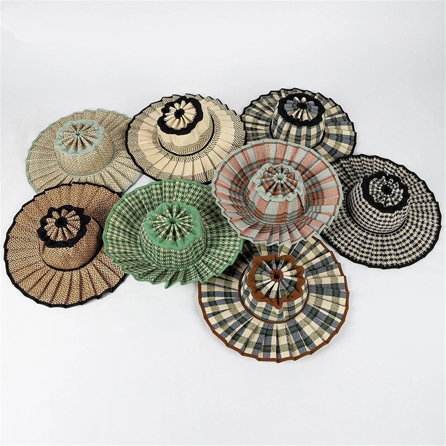 S/M/L/XL Spring Summer Fashion Plaid Wide Brim Sun Hat Unisex Outdoor Foldable Straw Cap Beach Sunshade Gorras