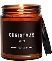 Vista 19 de Sweet Water Decor Vela de soja Chocolate caliente y menta, aroma a chocolate caliente, menta y vainilla, vela en frasco ámbar de 9 onzas con tapa