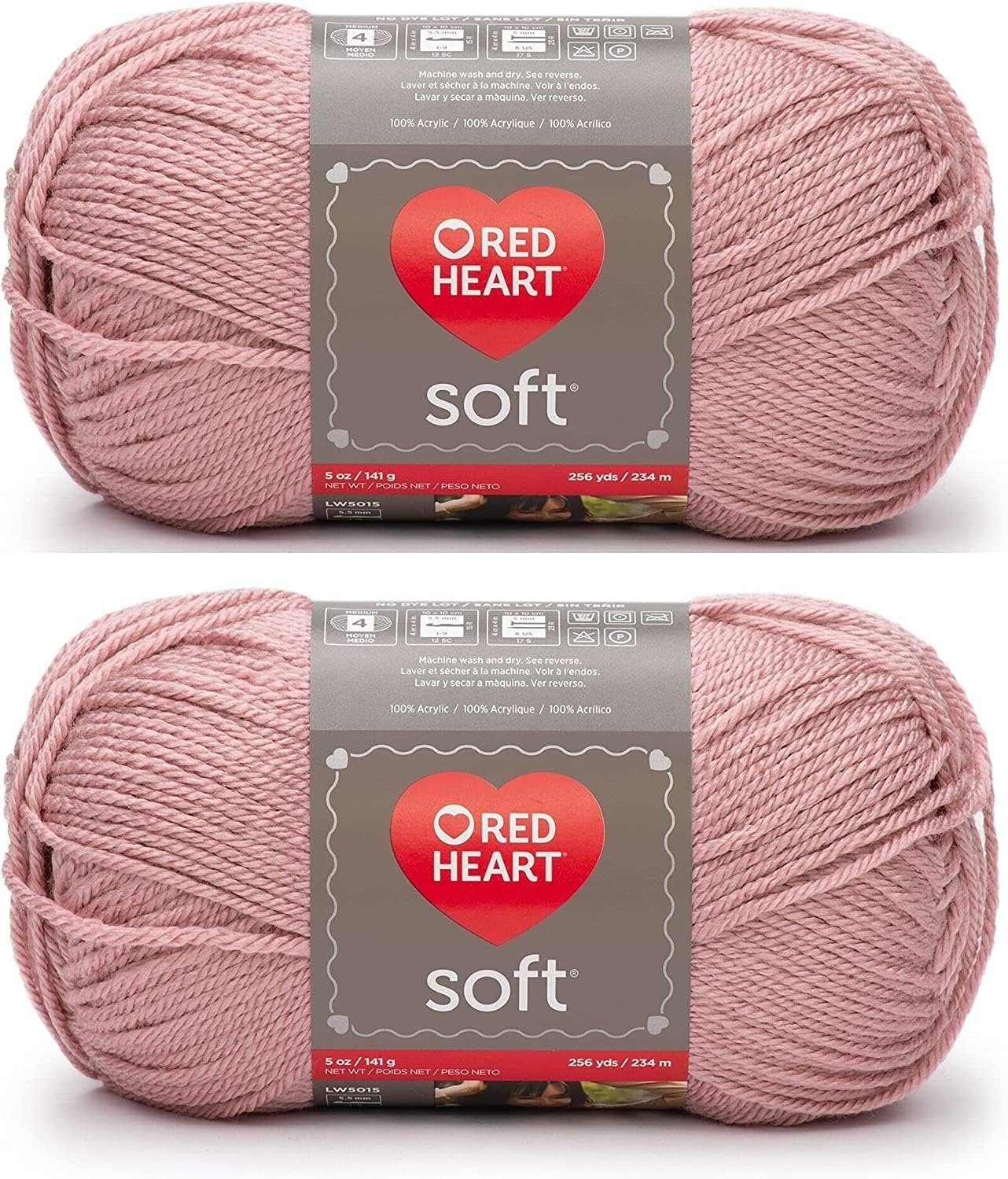Bulk Buy: Red Heart Soft Yarn (2-Pack) (Rose Blush)
