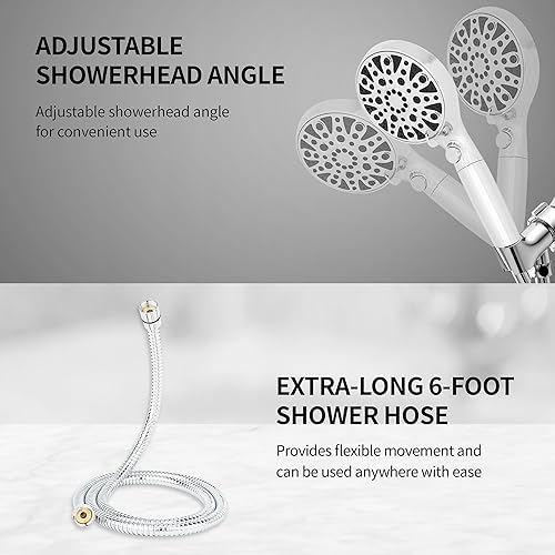 Miniatura 6 de HYLER Cabezal de ducha de mano de alta presión con filtro de 15 etapas (filtro adicional, manguera de 6 pies, 2.5 GPM) - 8 pulverizadores y 1 modo
