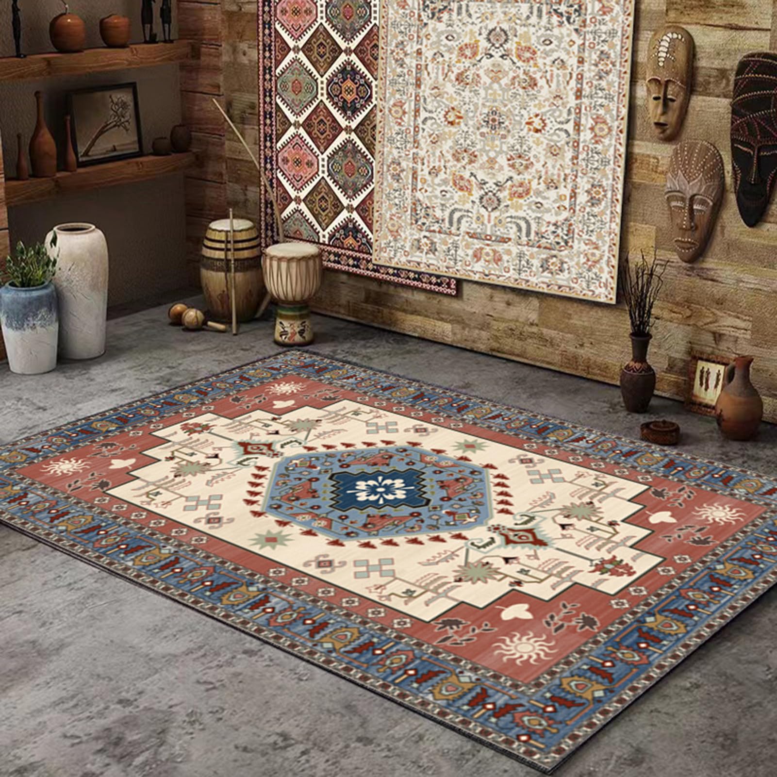 HGTRH Outdoor Patio Rug Waterproof Non Slip Washable, Rugs Outdoor Waterproof 5x7, Crystal Velvet Outdoor Carpet Tiles for Patio Portable Camping RV Rug Indoor Outdoor Area Rug for Porch Balcony