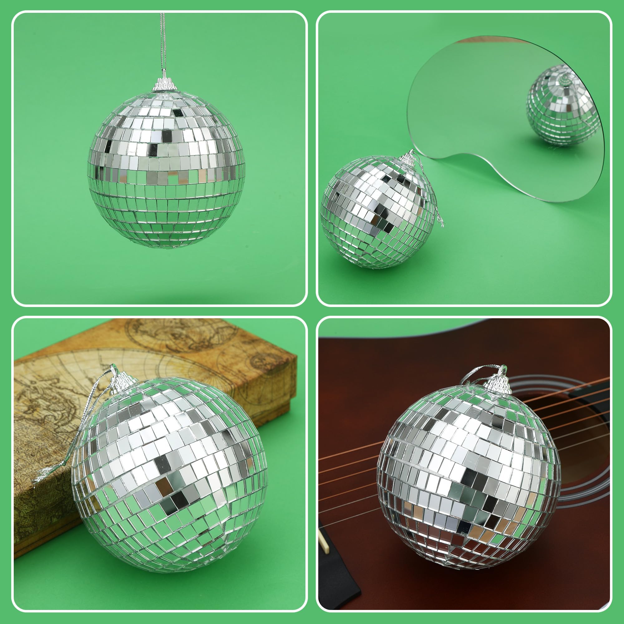 12 Pezzi Palle Da Discoteca A Specchio - Decorazioni Natalizie E Per Feste, 4 Misure Diverse Con Gancio Per Appendere - Foto 10