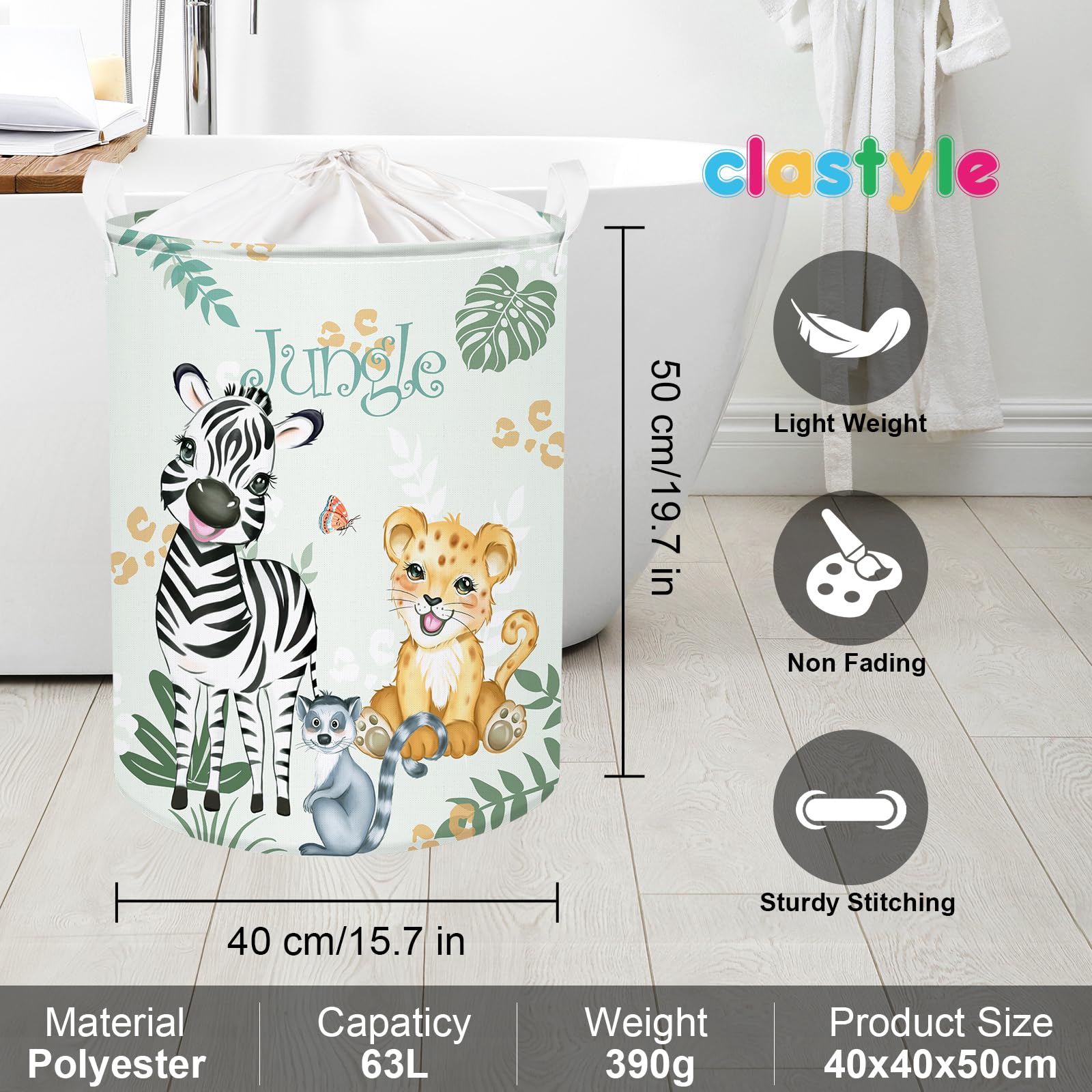 Clastyle Panier Rangement Bébé pour Jouets Corbeille a Linge Animaux Forêt | Boite Rangement Couvert, Panier a Linge Pliable, Cube de Rangement Tissu, Panier Jouet Enfant, Bac a Linge Sale, Impermeable