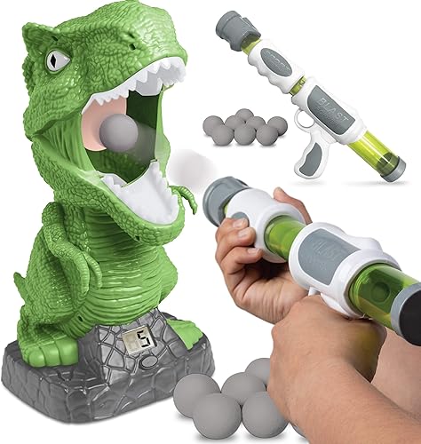 Discovery Kids Hungry T-Rex - Juego de alimentación, competición de tiro estilo carnaval para niños, 8 bolas de espuma seguras para interiores con