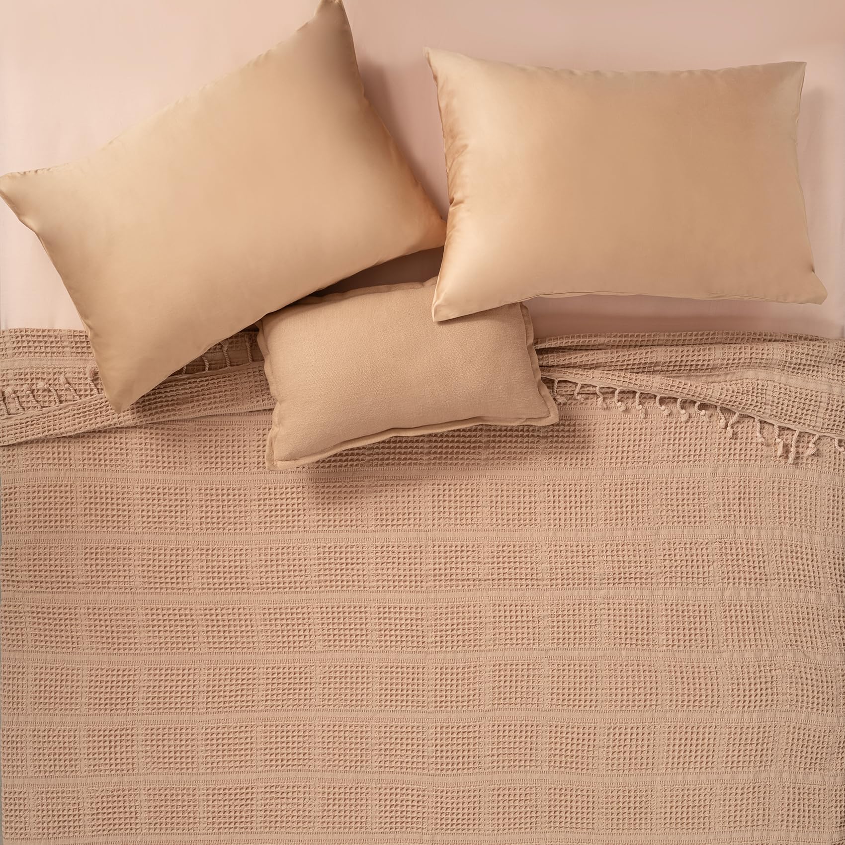 Solıd Kum Rengı Kıng Sıze Tencel - Cotton Pike