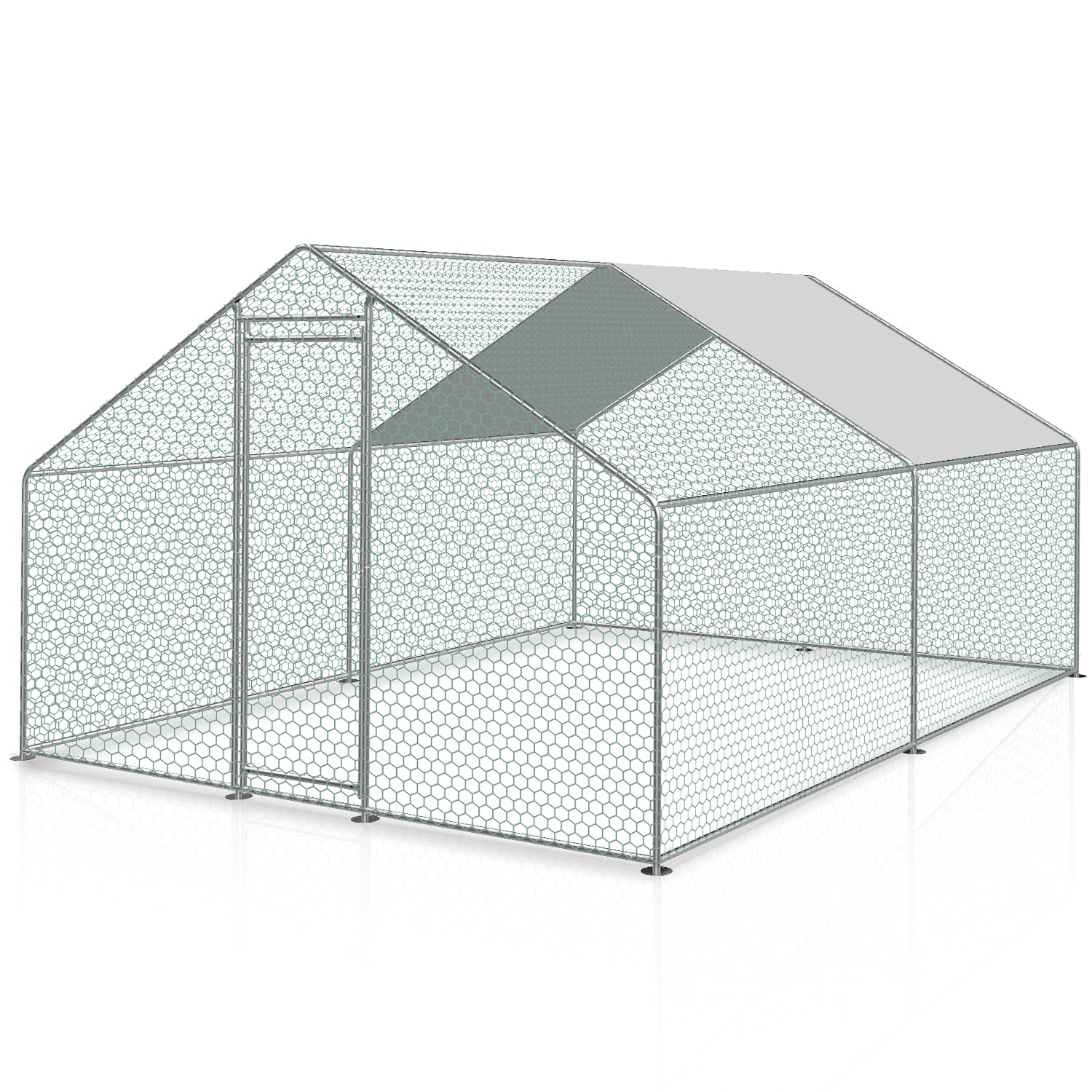 Metalowy kurnik dla kurników 3 x 3 x 2 m, wybieg dla kur, dla małych zwierząt, woliera z plandeką dachową, wybieg dla kur, drobiu, małych zwierząt