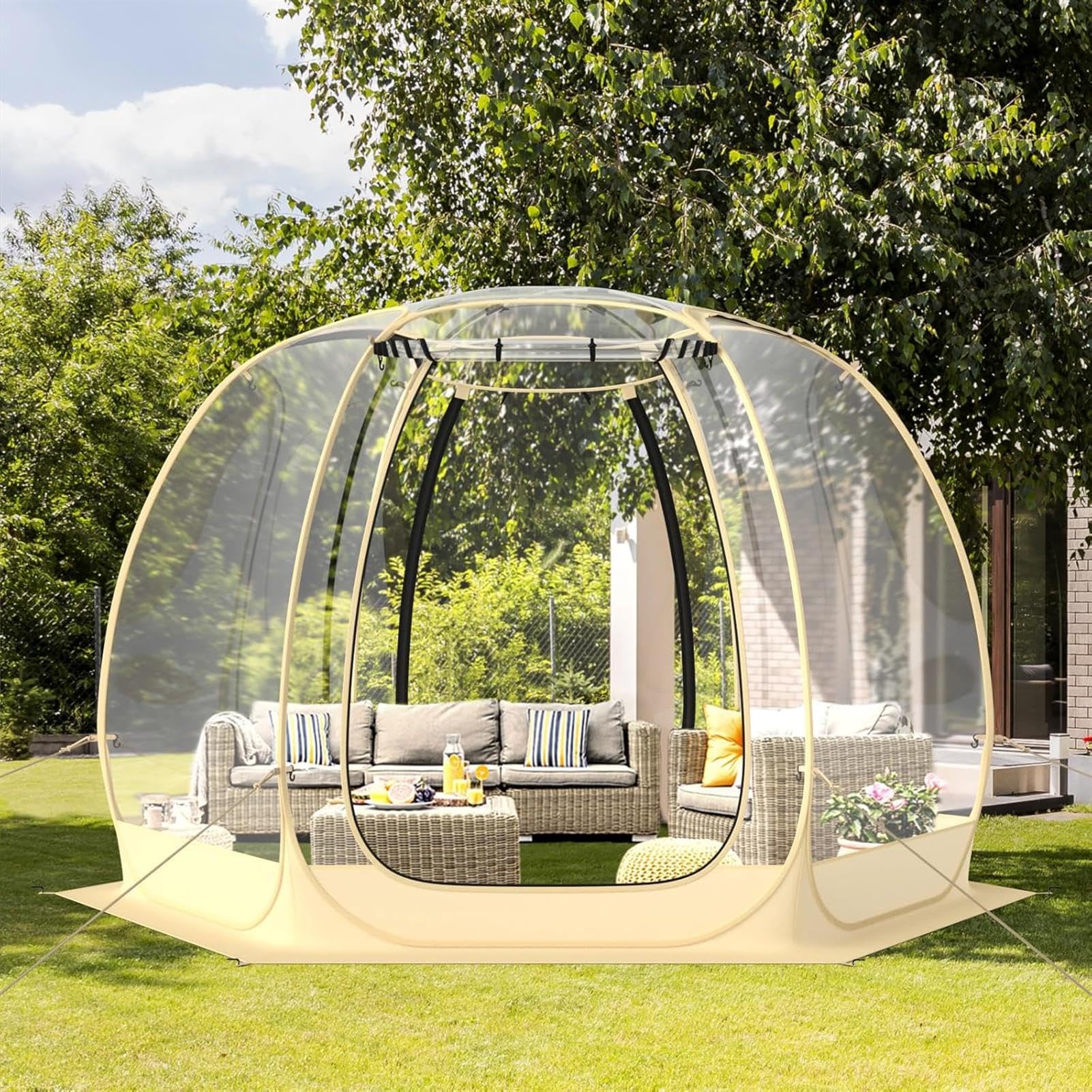 RUNNINGeuQ Bubbles Tent,Large Weather Proof Pod for 6-10 People,Outdoor Clear Igloo Dome for Cold Weather Protection (180X165CM)