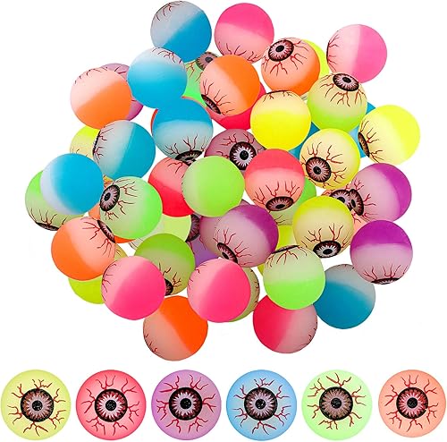 Elcoho 24 globos oculares que brillan en la oscuridad, bolas rebotantes brillantes de Halloween para dulce o dulce o regalos de Halloween disponible en Yaxa Colombia