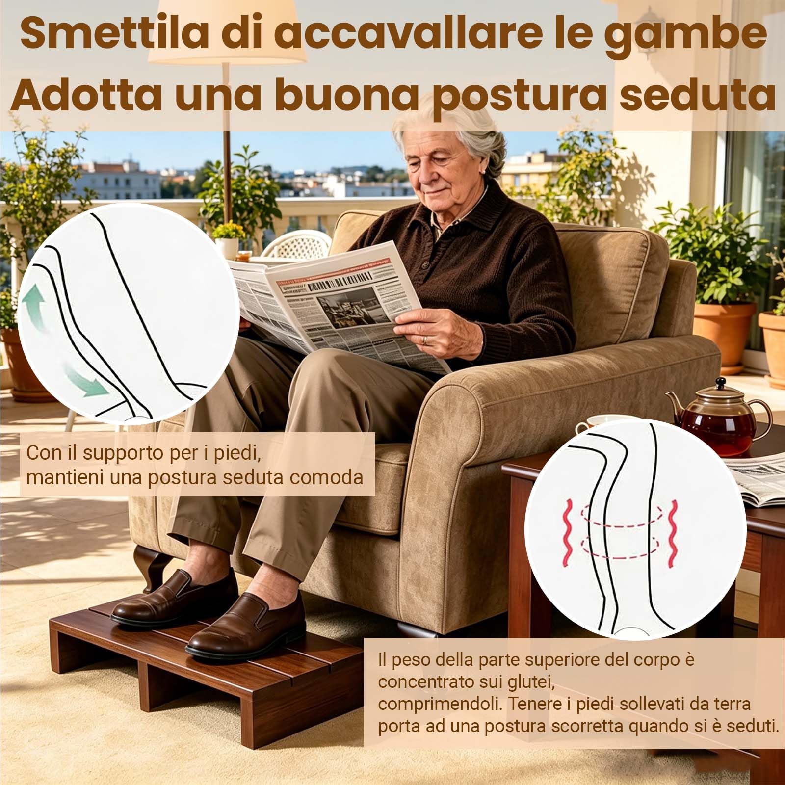Sgabello in legno massello,Poggiapiedi sotto La Scrivania, per letti alti di altezza con fondo antiscivolo, nessun montaggio richiesto, per interni ed esterni.